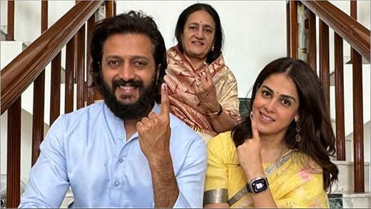 Rithesh Deshmukh and Genelia D’souza and mother casted their votes 